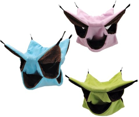 Homoyoyo Amaca a Tre Strati in Peluche per Criceti Cuccia Sospesa per Piccoli Animali Domestici Set da 3 Pezzi 30X30 CM Lavabile in Lavatrice Colori Assortiti per Nido Riscaldante