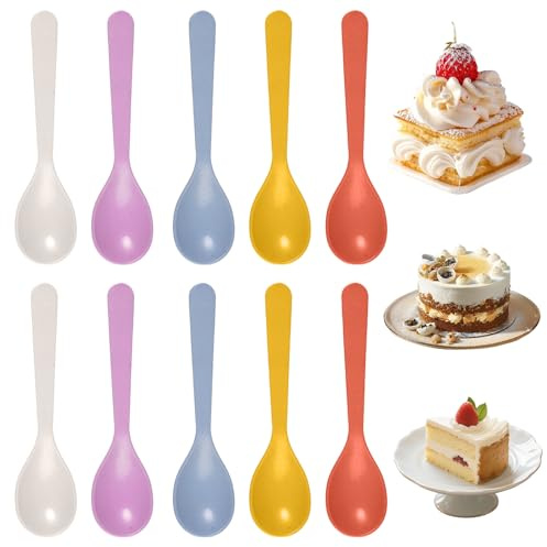 10 Piezas Cucharas para Huevos, 14 cm Multicolor Plástico Cucharas Reutilizable, Coloridas Cucharas para Yogur, Cucharas de Huevo, Sin Bpa, Fáciles de Limpiar, para Postres, Bebidas, Mermelada, Café