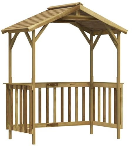 Gazebo da giardino in legno di pino impregnato, 163,5 x 93 x 210 cm, ideale come gazebo per barbecue e capanno per attrezzi da giardino e mobili, con tetto inclinato per protezione dalla pioggia