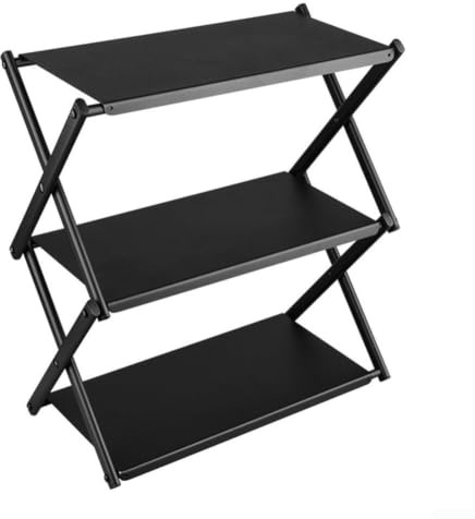 Bärbar hopfällbar hyllenhet 3 lager kolstål hyllhyllor för utomhus inomhus förvaring slitstark 330 x 175 x 365 mm