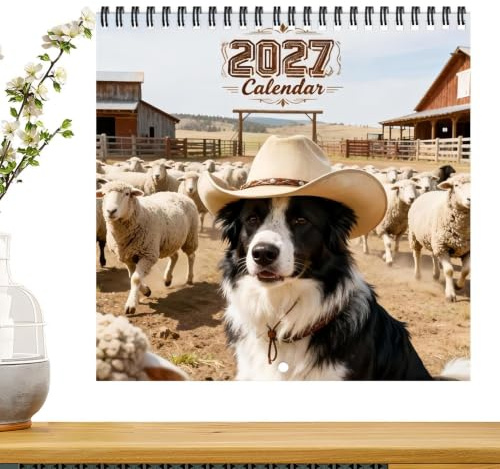 2027 Års Kalender Söt och rolig, månadsvis pappersplanerare för hunden | Kalender med 12 månader För hundälskare, familjer, kontor och