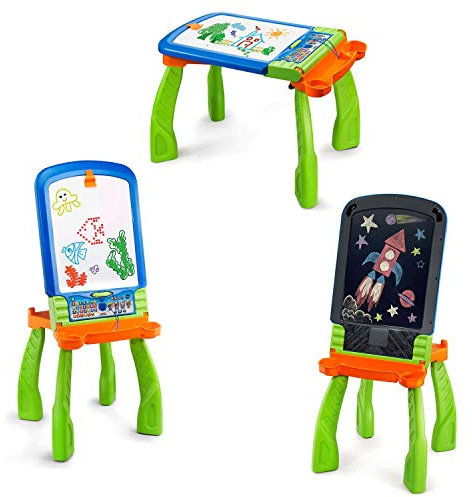 VTech DigiART - Caballete PequeARTista 3 en 1, pizarra electrónica interactiva que se transforma en tres juguetes, caballete mágico, pizarra con tiza y mesa de dibujo (3480-193522)