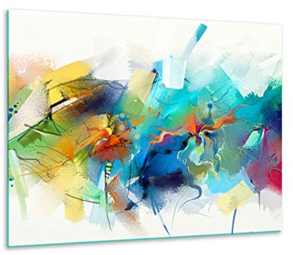 TMK Plaque de recouvrement, 60 x 52 cm, en verre, décorative, pour cuisinières électriques, à induction, anti-éclaboussures, planche à découper, multicolore