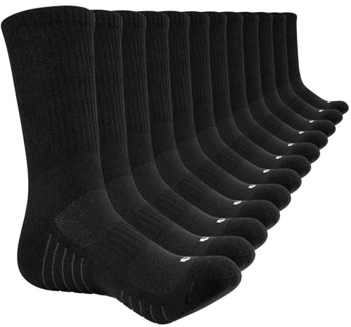 Lapulas Chaussette de Homme Femme, Chaussettes de Sport Coton Hiver Unisex, Chaussette Travail Respirant Noir, Chaussettes de Randonnée Cyclisme Running Tennis 43-46 39-42 35-38 47-50 (6 Paires)