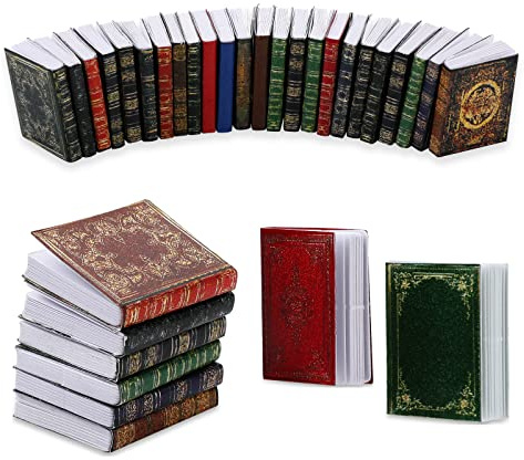 Molain Lot de 24 livres miniatures pour maison de poupée, accessoires de maison de poupée 1:12, accessoires de décoration pour salle d'étude, chambre à coucher, bibliothèque