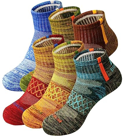 BIOAUM Men's Athletic Socks Size 10-13 - 6 Pairs Cotton Quarter Socks for Running, Workout, Work