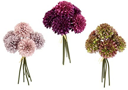 Flair Flower Künstlicher Dahlienstrauß Deko Blumenbund Blüte Kunstblumen Seidenblume Herbstblume Mittelstück Blume Blütenzweig Hochzeit Bouquet Floristik Herbstdeko Dahlien, 021096VAR,ca. 23x14x14 cm