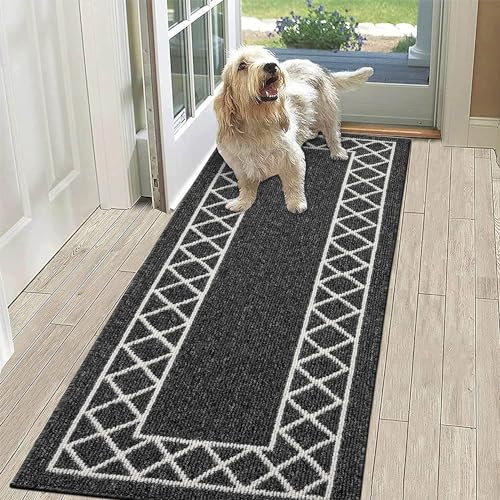 SHACOS Runner Rug for Entryway Non Slip 50 x 150 cm Hallway Hall Runner Rug Washable Narrow Rugs Carpet Runners for Hallway Kitchen Entryway, Black