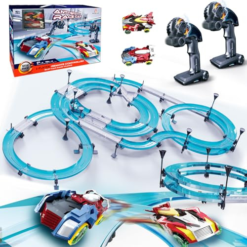 Slot Car Race Track Sets Dual-Player Electric Remote Control Car for Kids Electric Racing Game with Hand Controllers Circular Overpass Track Gifts Christmas Birthday Toys for Boys Kids 6 7 8-12