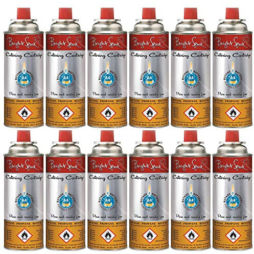 Bright Spark 12 x Ventil Gas Kartusche Camping Kocher Brenner Butan/Propan 220 g