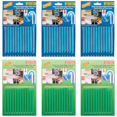 72Pcs Drain Sticks Scented, Sink Sticks Drain Odour Remover for Sink, Basin, Bathtub, Prevents Plug Hole Obstructions & Keeps Water Flowing Freely – Natural Sustainable Enzyme Cleaner