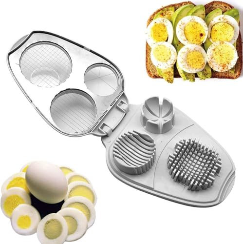 3-in-1 Egg Slicer Cutter & Wedger Stainless Steel Blade & Body Manual Operation Ideal for Eggs & Salads