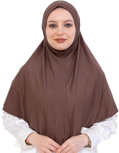 Prien Hijab pronto per le donne, turbante istantaneo musulmano di un pezzo, facile da indossare sciarpa a testa lunga, vestiti islamici turchi per Abaya, Marrone, taglia unica
