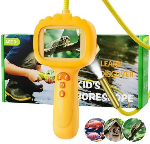 Endoscopio Bambini, Camera bambini 1080P, Gioco STEM per esplorazione all'aperto, giardino, campeggio e natura, Migliori regali di compleanno per ragazzi e ragazze di 4, 5, 6, 7, 8, 9, 10 anni