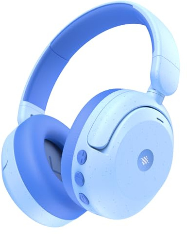 iClever BTH20 aktiva brusreducerande hörlurar för barn flygresor | SafeSound Tech3.1, 60H speltid, typ C, AUX-kabel, Bluetooth5.4, prisbelönta hållbara barnhörlurar trådlös surfplatta PC
