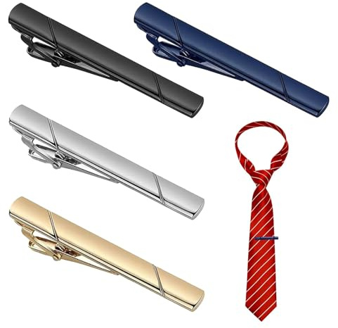 4 Pièces pince cravate homme,pince cravate,pince a cravate homme,Style Professionnel Classique,pour le travail, pour la Saint-Valentin, un mariage, un cadeau pour ami