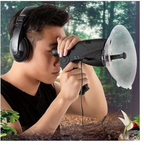 Parabolic Microphone Bionic Ear, 8 Magnification Parabolic Listening Device With Headphone For Birds Listening, Bionic Ear Spy Gadgets For Adults