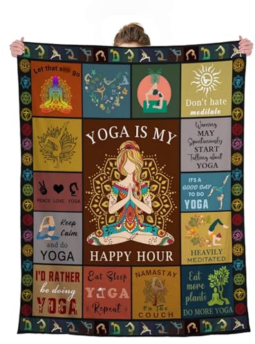 cnnouart Coperta da yoga per donne e mamme, regali per istruttori e insegnanti, amanti dello yoga, idee regalo per donne di compleanno (150 x 200 cm)