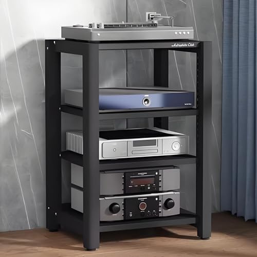 Soporte de gabinete de audio con estante ajustable en altura para almacenamiento y organización de medios
