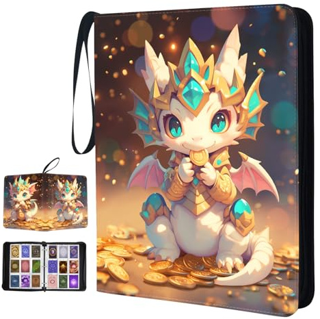 Dragon Design Trading Card Storage Album for Son Daughter, Collectible Trading Card Binder with 50 Durable 9-Pocket Pages, Gift for Card Collector on Birthday Christmas