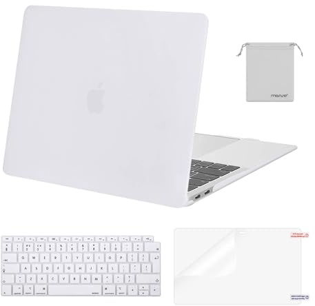 MOSISO Coque Compatible avec MacBook Air 13 Pouces M1 Compatible 2021-2018 A2337 A2179 A1932, Coque Rigide&Housse Clavier&Film D'écran&Sac de Rangement pour MacBook Air 13,3 Pouces,Blanc