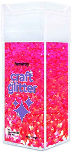 Hemway Craft Glitter Shaker Fluorescent Pink 110g Super Chunky | for Resin & Epoxy Crafts, Christmas Art Supplies, Nail, Body, Face, Eye, Festival, Crafting, Slime, Sparkle