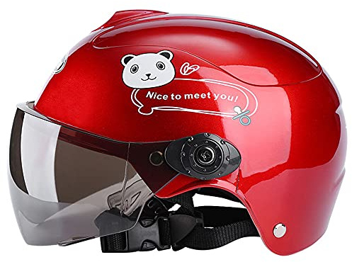 RJHH Casques pour Enfants, Casques de vélo pour Enfants, Casques de Moto pour Enfants, garçons et Filles, Demi-Casques pour Enfants pour Les Scooters, propice au 2-10 Ans,Rouge