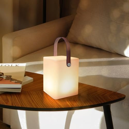 MALUX Lampara de Mesa para Exterior Interior Control Remoto luz Blanca Cálida 100lm RGB 8 Colores a Prueba de agua IP44 Lampara noche Lampara Portatil para Jardín Mesa Hotel Decoración de Pascua