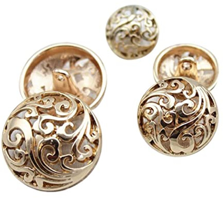 Froiny 10 Pcs 15mm Cuissure Bouton Creux Métal Vintage Bouton Ensemble Accessoires Antique pour Blazer Costumes Manteau Uniformes Uniformes Uniformes, Doré, 15.0 MM