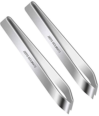 JINXM Pinza per Diliscare Professionale in Acciaio Inox per Rimozione Professionale di Ossa di Pesce ed Estrazione di Piume di Pollo, 2 Pezzi, 12 cm x 2,4 cm, Argento