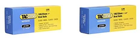 TACWISE 0396 Stauchkopfnägel Brad Typ 18G / 25 mm, verzinkt, Silberfarbig, 5000 Stück & 0398 Stauchkopfnägel Brad Typ 18G / 32 mm, verzinkt, Silberfarbig