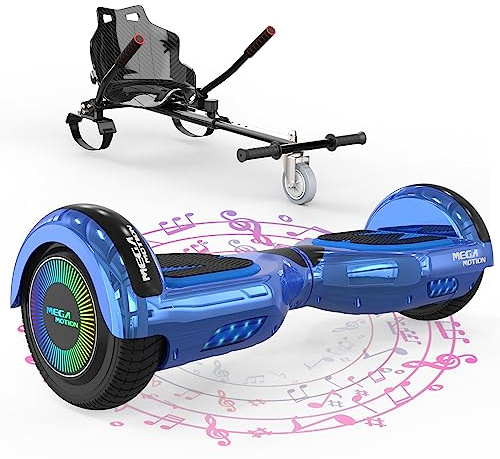 MEGA MOTION Hoverboards con Hoverkart per Bambini, Hoverboards a due Ruote da 6,5 Pollici con Altoparlante Bluetooth, con Luci a LED, Regalo per Bambini e Adolescenti