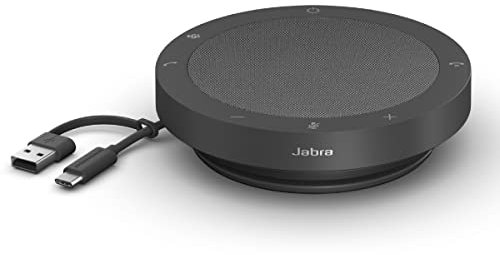 Jabra Speak2 40 tragbare Freisprecheinrichtung, 4 Mikrofone mit Geräuschunterdrückung, 50-mm-Breitband-Lautsprecher mit Breitband-Audio für klaren Klang, USB-A/USB-C-Verbindungen, zertifizierter