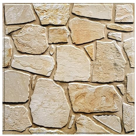 Commomy Paneles de pared 3D Autoadhesivo, Panel Decorativo Pared, Efecto Ladrillo de Piedra, Papel Pintado Pared, PVC, para Salón, Cocina, Dormitorio, Interior, 10 Piezas, 30 x 30 cm