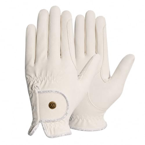 AK Light Grip Horse Riding Gloves for Competition & Dressage Equestrian Gloves Lightweight, Non-Slip Grip, Breathable (White, XS)