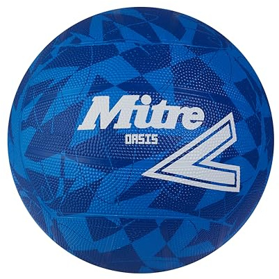 Mitre Oasis Ballon de Netball | Extrêmement résistant | Excellente Prise en Main | Design élégant, Bleue/Blanche, 4