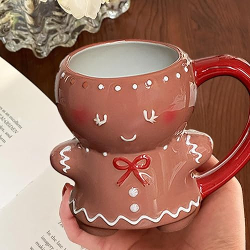Ahuuen 280ml Tasse De Noel Painss D'épice | Tasse À Café En Painss D'épice | Tasse À Café De Noël | Tasse En Céramique Avec Bonhomme En pa-in D'épices | Pour Les Vacances, Noël, Fête