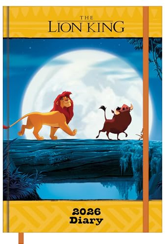 Pyramid – LION KING 2026 – Calendario a libro A5 (15 × 21 cm) con Simba, Nala, Timon & Pumbaa, Disney Planner con panoramica settimanale e area note