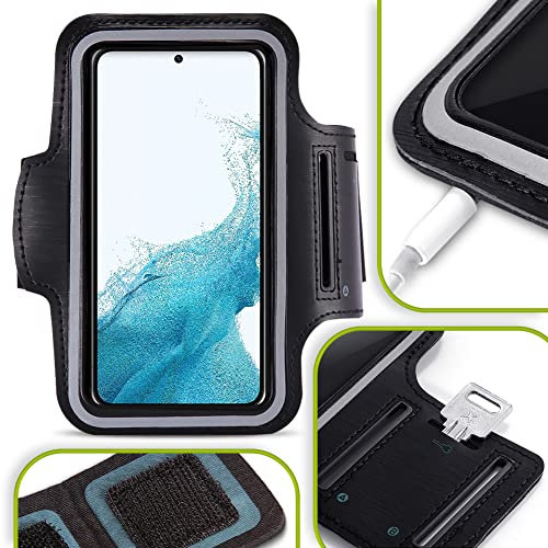 Sportarmband kompatibel für Samsung Galaxy S24 Ultra Handy Hülle Tasche Sport Armband Schwarz Schutzhülle Jogging Fitness Case Lauf Cover Armbandtasche Fitnesstasche