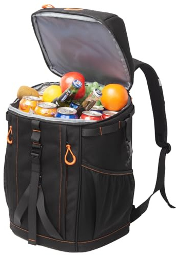 Hp hope Sac à Dos Isotherme 35L, Sac de Pique-Nique Pliable Noir, 48 Canettes Boîte Chauffante, Glacière, Sac à Dos Isotherme, Grand Format pour Le Camping, La Plage, Les Activités de Plein