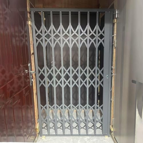 Inferriate per Finestre Griglia di Sicurezza per Porte-finestre/Porta Scorrevole Antifurto con Serratura, Barre di Sicurezza Grigie per Finestre, Ringhiera Antifurto Pieghevole(W50xH210cm/20x82in)