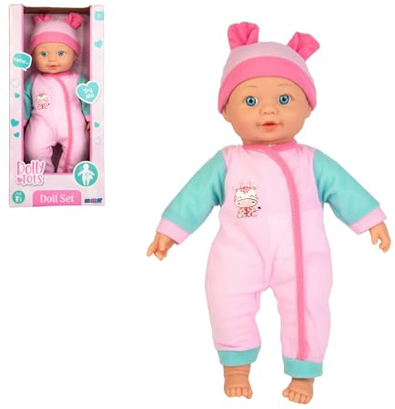 Dolly Tots Night-Time Doll | 40cm Talking Childrens Dolly | Soft Bodied Toy | Dolls For Childrens Prams, Pushchairs, Strollers & Nursery's | 5 Interactive sounds | Ideal First Doll For Toddler | 18M+