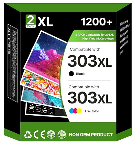 RUDGUZ 303XL Cartucce d'inchiostro di ricambio per HP 303, compatibili con inchiostro per HP 303 XL nero e colore per Envy Photo 6230 6232 6234 6220 7830 7130 7134 7800 7900 6222 7855 (2 confezioni)