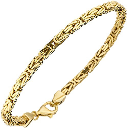 Jobo Herren Damen Königs-Armband aus 925 Sterling Silber vergoldet 3,1 mm 19 cm