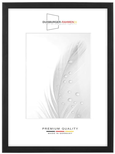 Duisburger-Rahmen24 DR24 Cornice 33x70 (Pino Nero) su Misura, Telaio in Legno MDF Largo 35 mm Incluso Vetro Sintetico antiriflesso, Parete Posteriore Stabile, perni da Piegatura e Ganci