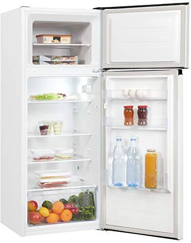 Exquisit Kühl- und Gefrierkombination KGC270-45-010E weiss | Standgerät | 206 l Volumen | LED-Licht | Kühlen und Gefrieren | Türanschlag wechselbar | einfache Temperaturregelung