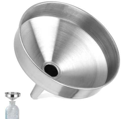 Funnel Stainless Steel 15cm 5.9inch Funnel Kitchen Thickened with Hangable Ring for Spices Essentail Oil Ingredients Filter Liquid Jar