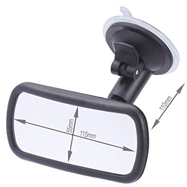 ProPlus Rétroviseur panoramique à ventouse - 11.5 x 5.5 cm - Miroir à poser - Avec bras flexible de 4 cm - Accessoires pour caravanes - Rétroviseur de voiture - Rétroviseur grand angle - Noir