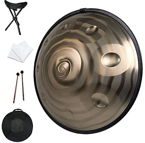 Instrumento de tambor Handpan, tambor de mano de acero de 9 notas, Handpan profesional D menor de 440 Hz con soporte para handpan, bolsa para handpan, mazos