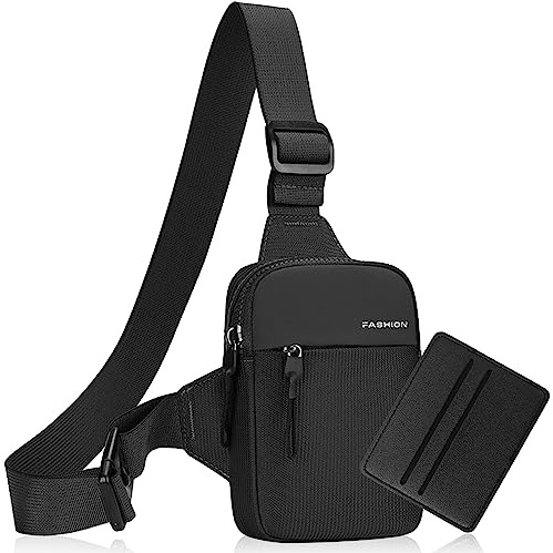 Brusttasche Herren Sling Bag Chest Crossbody Crossover Bag Umhängetasche Herren Klein Damen Wasserdicht Schultertasche Männer Brusttasche Für Männer Frauen Reise Wandern Radfahren Laufen Schwarz